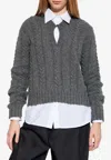 Loewe Cable-knit Wool Sweater In Gray
