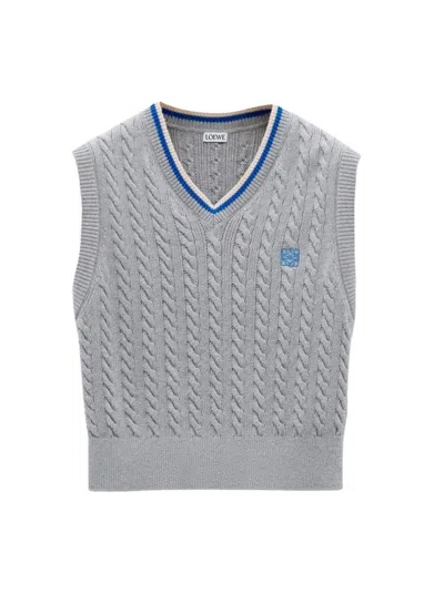 Loewe Cable Stitch Grey Vest With Anagram Detail