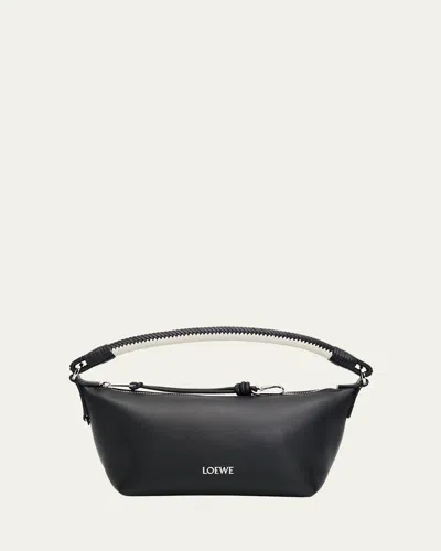 Loewe Cala Leather Top-handle Bag In Black/soft White