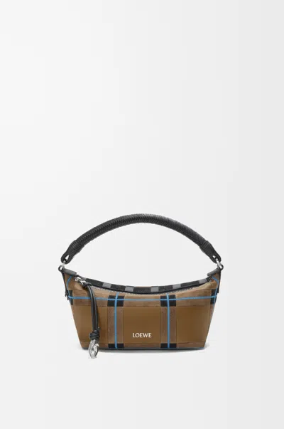 Loewe Cala Mini Bag In Check Intarsio For Woman In Brownish Green/multicolor