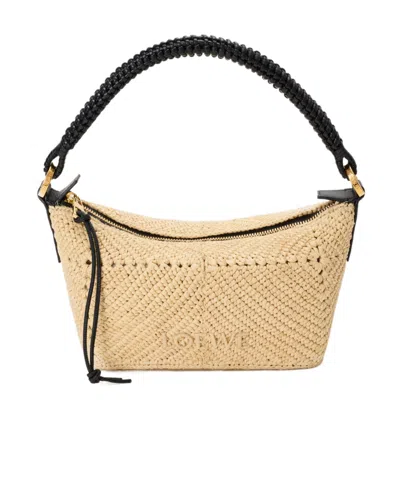 Loewe Cala Mini Bag In Classic Calfskin And Raffia In Brown