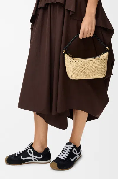 Loewe Cala Mini Bag In Classic Leather Skin And Raffia For Woman In Black