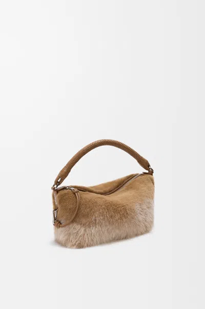 Loewe Cala Mini Bag In Gradient Shearling For Woman In Camel
