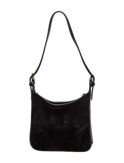 Pre-owned Loewe Calf Hair Messenger Bag Vintage In Black