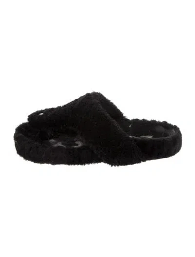 Pre-owned Loewe Calf Hair Slides In Black