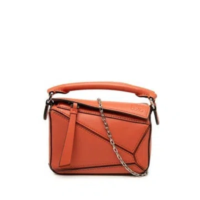 Pre-owned Loewe Calf Leather Nano Calfskin Puzzle Satchel In Multicolor