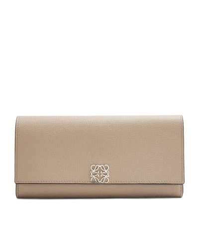 Loewe Calfskin Anagram Continental Wallet In Neutral