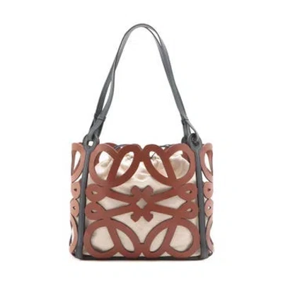 Pre-owned Loewe Calfskin Anagram Cutout Tote In Brown
