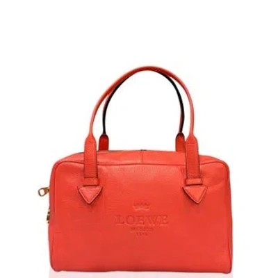 Pre-owned Loewe Calfskin Boston Bag In Orange