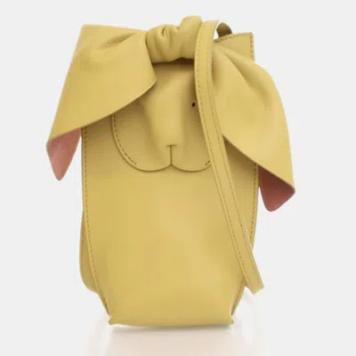 Pre-owned Loewe Calfskin Bunny Pocket Shoulder Bag In Yellow