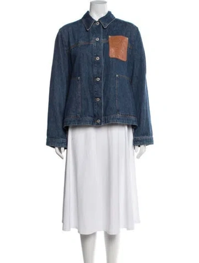 Pre-owned Loewe Calfskin Denim Jacket In Blue