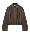 Loewe Calfskin Draped Bomber Jacket In Brown