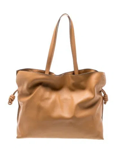 Pre-owned Loewe Calfskin Flamenco Clutch Xl In Neutral