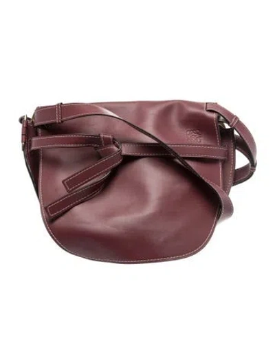 Pre-owned Loewe Calfskin Gate Large In Burgundy