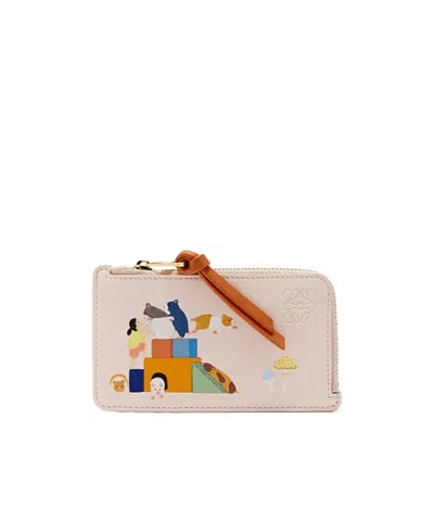 Loewe Calfskin Hamster Change Card Holder In Pink