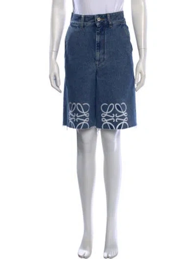 Pre-owned Loewe Calfskin Knee-length Shorts In Blue