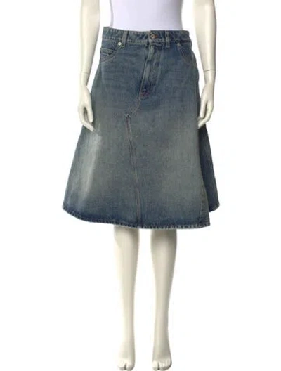 Pre-owned Loewe Calfskin Knee-length Skirt In Blue