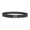 Loewe Calfskin Leather Belt With Intricate Gold-tone Buckle In Black