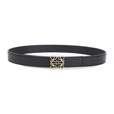 Loewe Calfskin Leather Belt With Intricate Gold-tone Buckle In Black