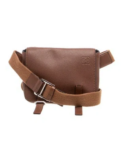 Pre-owned Loewe Calfskin Military In Brown