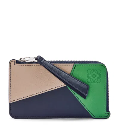 Loewe Calfskin Puzzle Edge Coin Card Holder In Beige