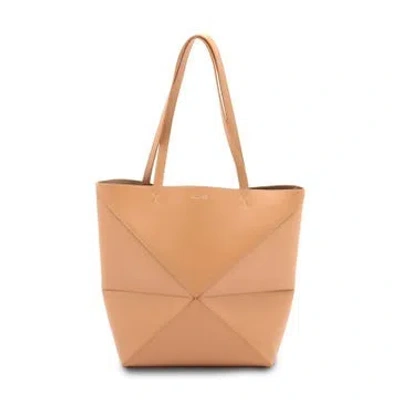 Pre-owned Loewe Calfskin Puzzle Fold Tote In Brown