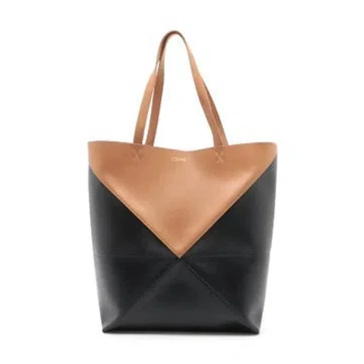 Pre-owned Loewe Calfskin Puzzle Fold Tote In Neutrals