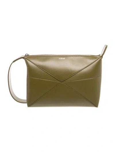 Pre-owned Loewe Calfskin Puzzle Fold Wash 2024 In Green
