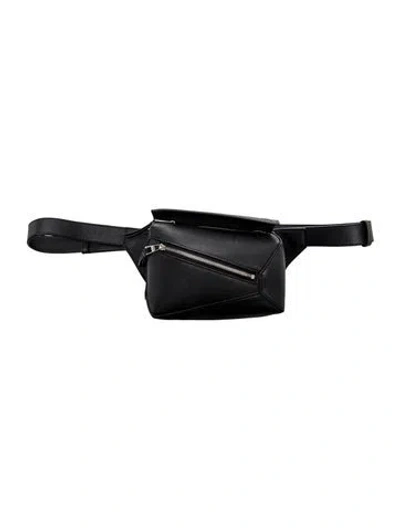 Pre-owned Loewe Calfskin Puzzle Mini 2023 In Black