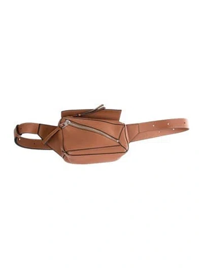 Pre-owned Loewe Calfskin Puzzle Mini In Brown