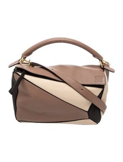 Pre-owned Loewe Calfskin Puzzle Small In Brown