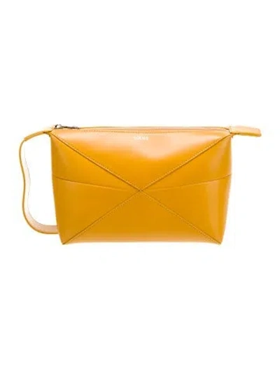 Pre-owned Loewe Calfskin Puzzle Wash Bag 2024 In Yellow