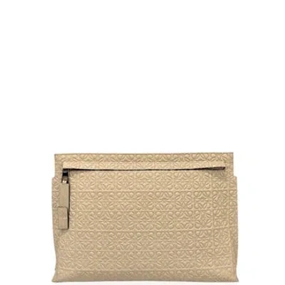 Pre-owned Loewe Calfskin T Pouch Large In Grey