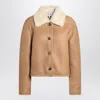 Loewe Shearling Jacket With Faux Fur Collar In Brown