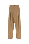 Loewe Camel Cotton Wide-leg Pant In Brown