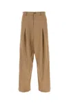 Loewe Camel Cotton Wide-leg Pant In Brown