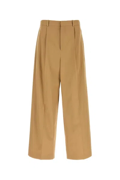 Loewe Camel Cotton Wide-leg Pants In Brown