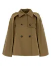 Loewe Cape With Wide Sleeves In Gabardine In Green