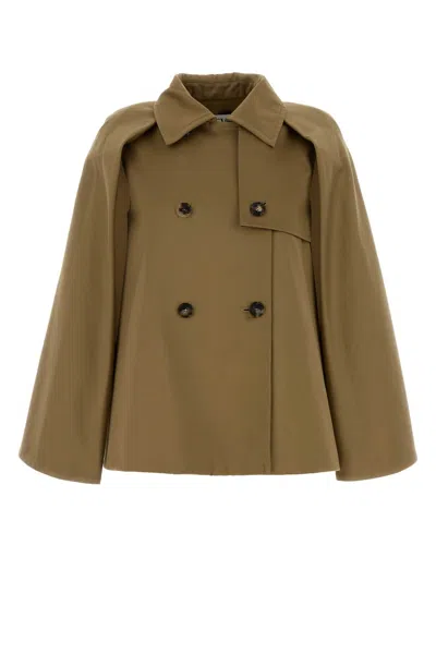 Loewe Camel Gabardine Cape In Brown