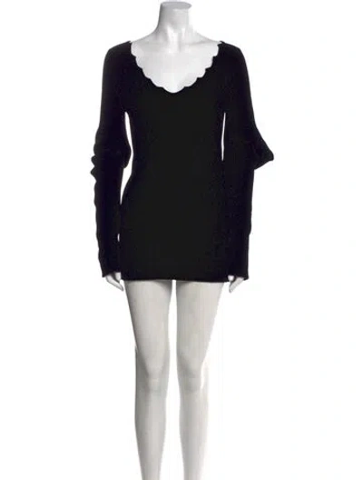 Pre-owned Loewe Camel Hair Mini Dress In Black