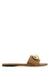 Loewe Camel Leather Pebble Slippers In Brown