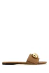 Loewe Leather Pebble Open Toe Flat Slippers In Brown