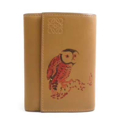 Pre-owned Loewe Camel Leather Wallet (tri-fold) () In Brown