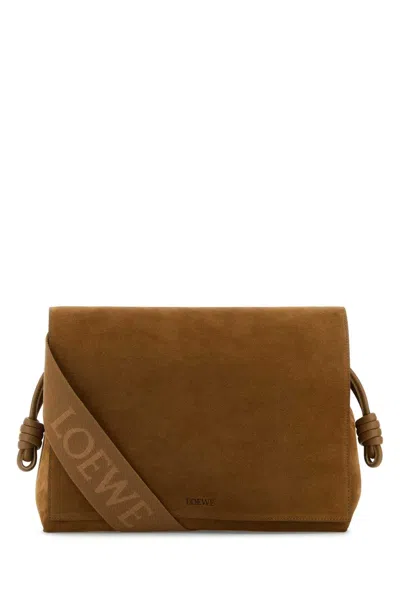 Loewe Camel Suede Flamenco Satchel Clutch