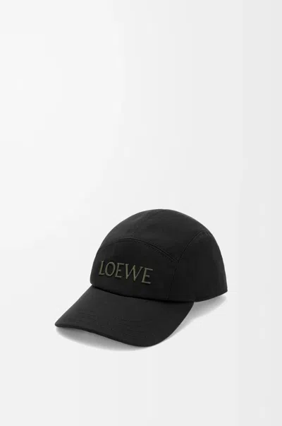 Loewe Mens Logo-embroidered Cotton-twill Cap Black