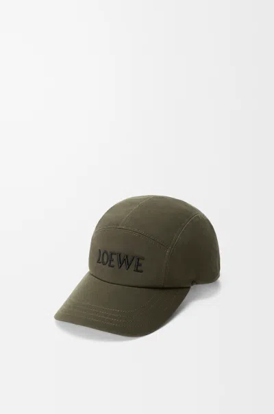Loewe Logo Embroidered Cotton Baseball Cap In Brown