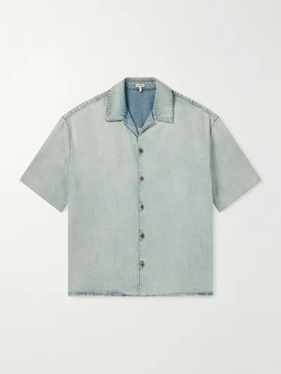 Loewe Short-sleeve Denim Shirt In Blue