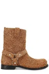 Loewe Campo Leather Biker Boots In Brown