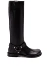 Loewe Leather Campo Biker Boots In Black