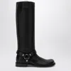 Loewe Campo Biker High Boot In Black Calfskin Leather In Black